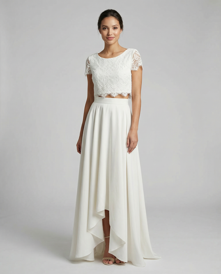 Saskia | High-Low Lace Midi Dress