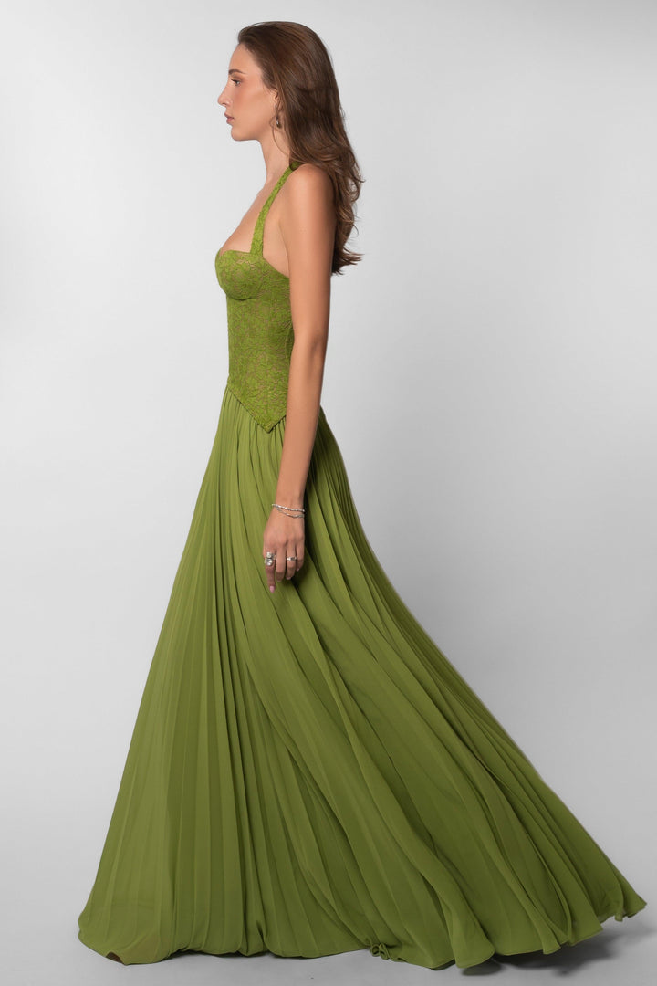 Seraphina | Sweetheart Lace Splicing Pleated Maxi Dress