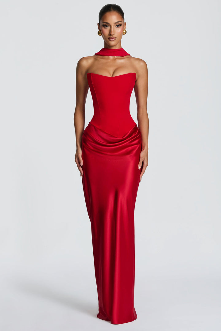 Selene | Satin-Look Tie-Up Maxi Dress