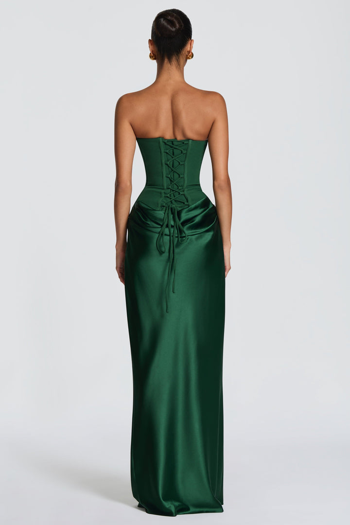 Lena | Satin-Look Tie-Up Maxi Dress