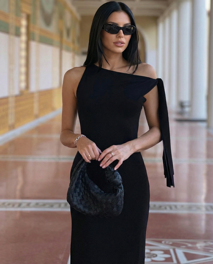 Ada | Maxi Dress with Draped Shoulder Detail