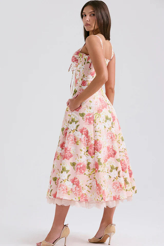 Ann | Midi Sundress with Floral Print