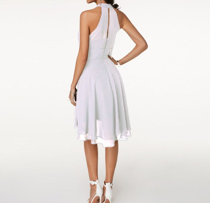 Celeste | Halter Ruffle Flared Midi Dress