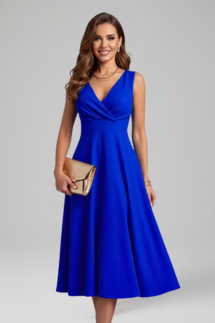 Yara | V-Neck Zip-Up Midi Dress