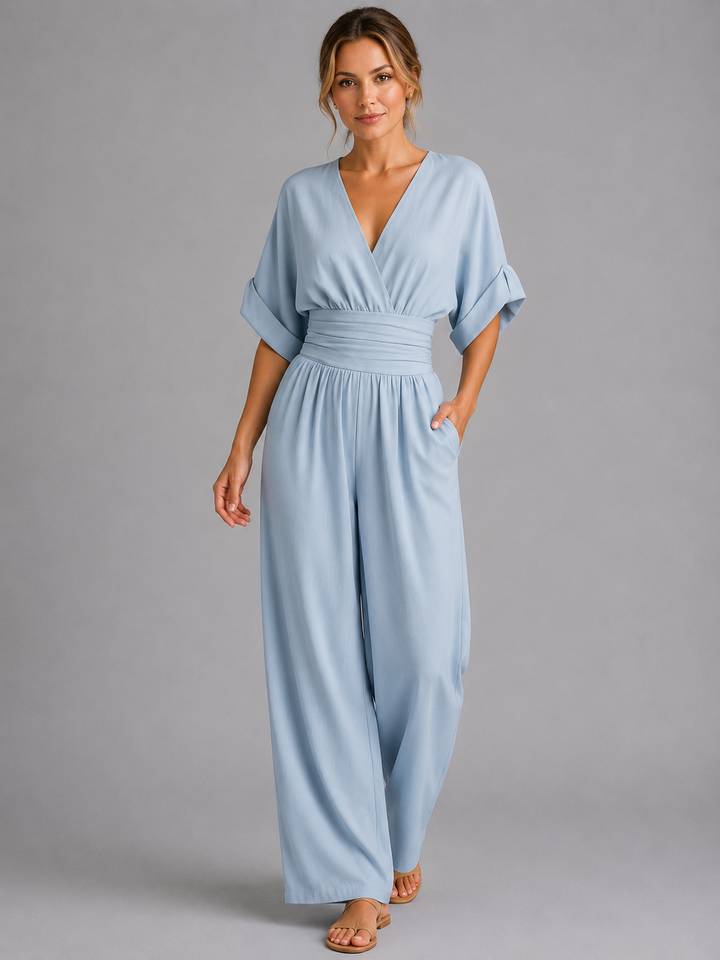 Reva | Cinched Waist Wide-Leg Jumpsuit