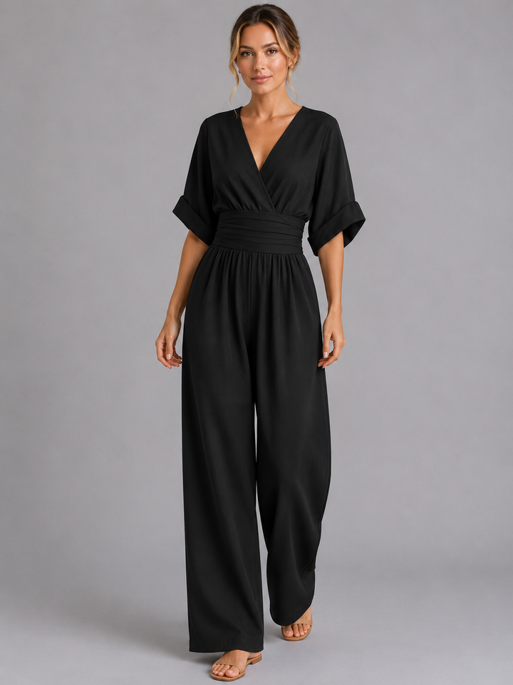 Reva | Cinched Waist Wide-Leg Jumpsuit