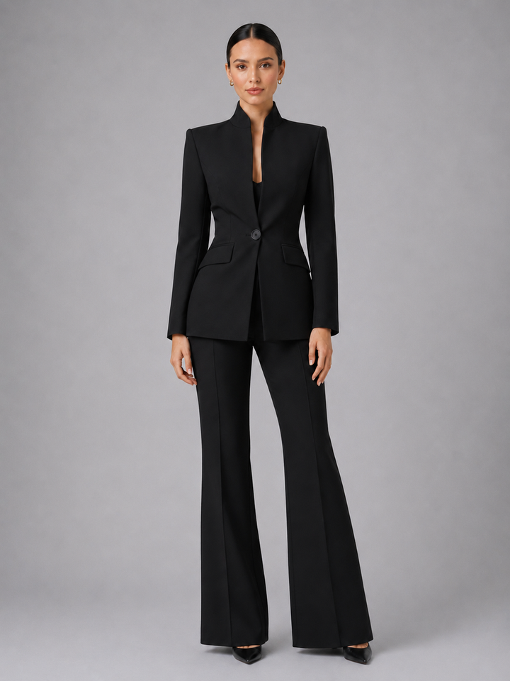 Anouk | Collarless Tailored Blazer &amp; Wide-Leg Trouser Set